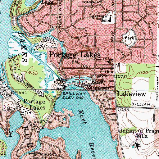 Topographic Map of East Reservoir, OH