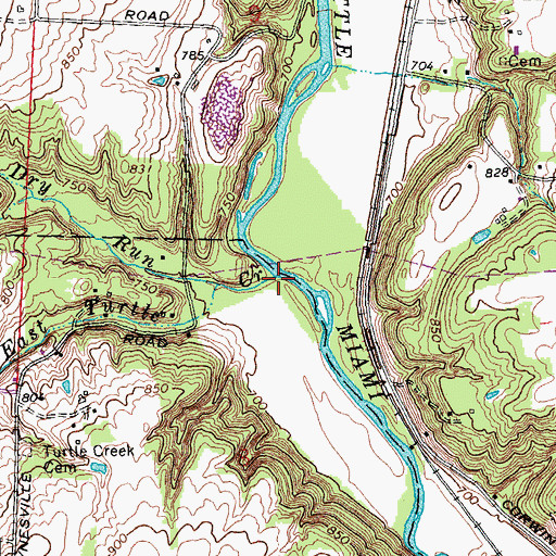Topographic Map of East Turtle Creek, OH