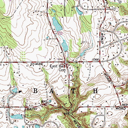Topographic Map of East Bath Cemetery, OH