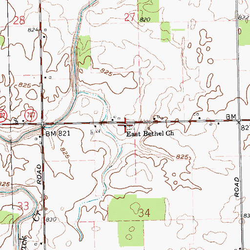 Topographic Map of East Bethel Church, OH