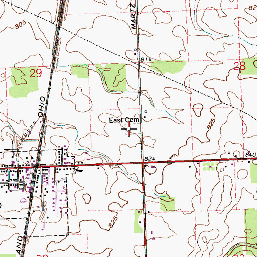 Topographic Map of East Cemetery, OH