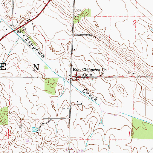 Topographic Map of East Chippewa Church of the Brethren, OH