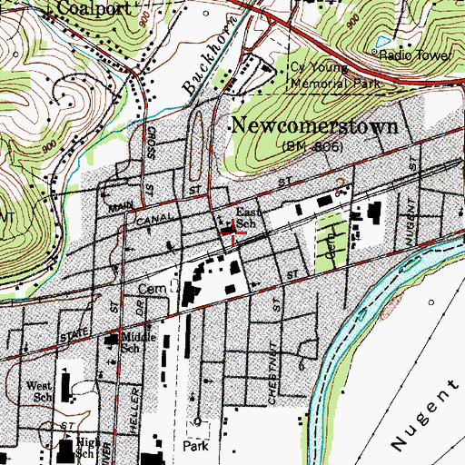 Topographic Map of East Elementary School, OH