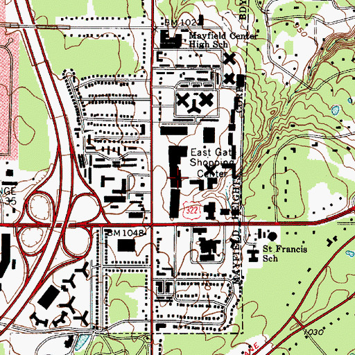 Topographic Map of East Gate Shopping Center, OH