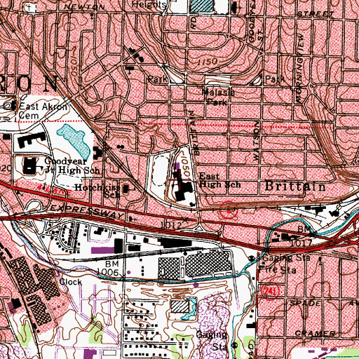 Topographic Map of East High School, OH