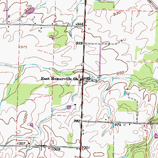 Topographic Map of East Homerville Church, OH