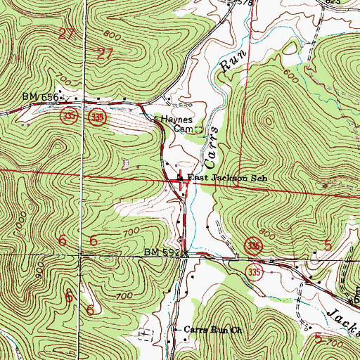 Topographic Map of East Jackson School, OH