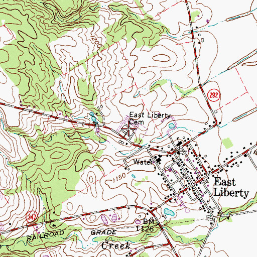 Topographic Map of East Liberty Cemetery, OH