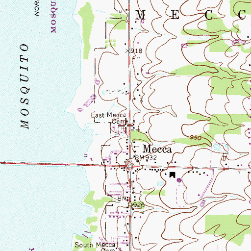 Topographic Map of East Mecca Cemetery, OH