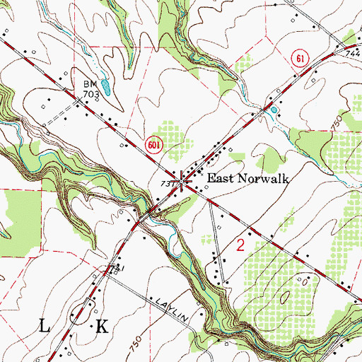 Topographic Map of East Norwalk, OH