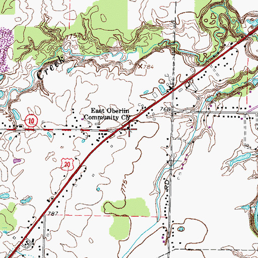 Topographic Map of East Oberlin Community Church, OH