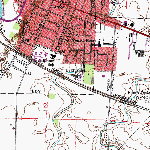 Topographic Map of East Side Park, OH