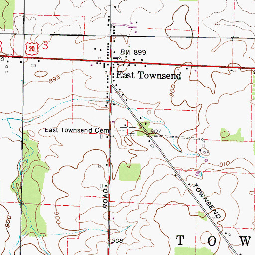 Topographic Map of East Townsend Cemetery, OH