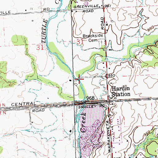 Topographic Map of East Turtle Creek, OH