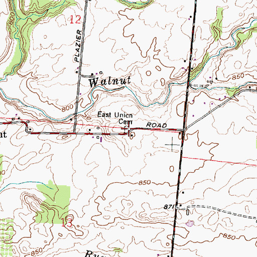 Topographic Map of East Union Cemetery, OH