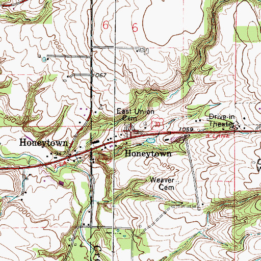 Topographic Map of East Union Cemetery, OH