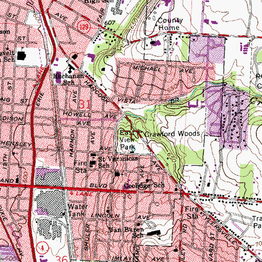 Topographic Map of East View Park, OH