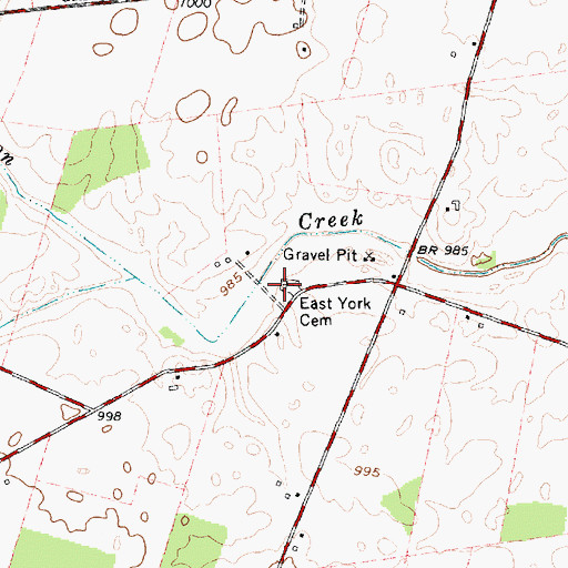 Topographic Map of East York Cemetery, OH