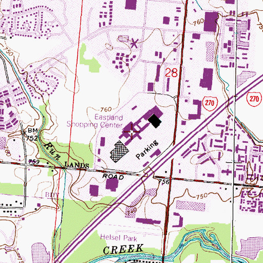 Topographic Map of Eastland Mall Shopping Center, OH