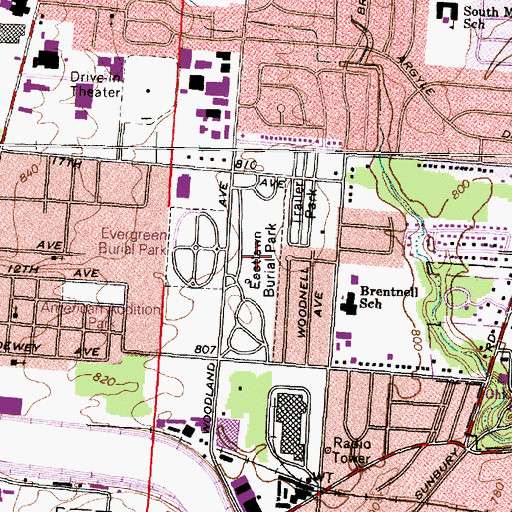 Topographic Map of Eastlawn Burial Park, OH