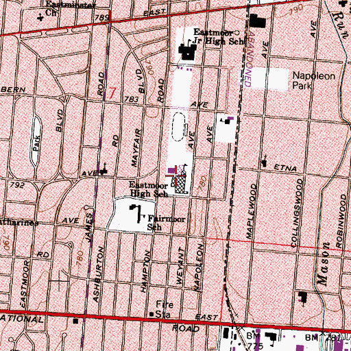 Topographic Map of Eastmoor Academy, OH