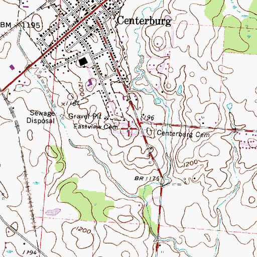 Topographic Map of Eastview Cemetery, OH