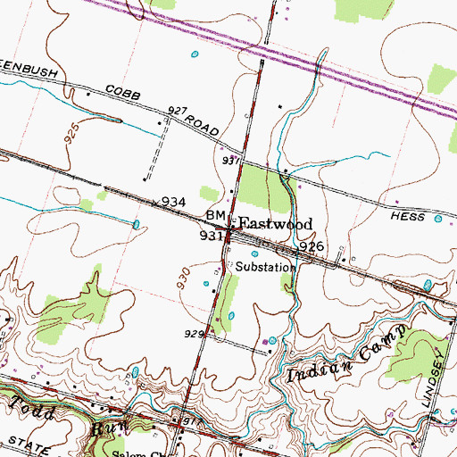 Topographic Map of Eastwood, OH