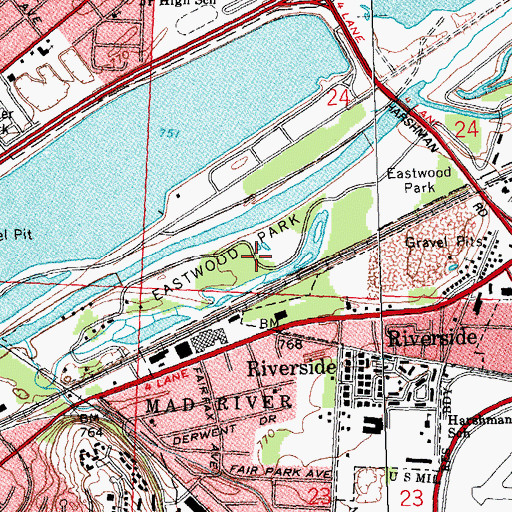 Topographic Map of Eastwood Park, OH