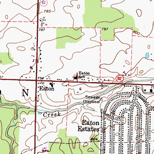 Topographic Map of Eaton School, OH