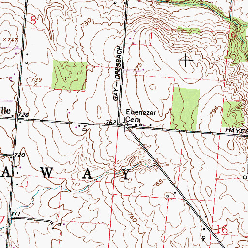 Topographic Map of Ebenezer Cemetery, OH