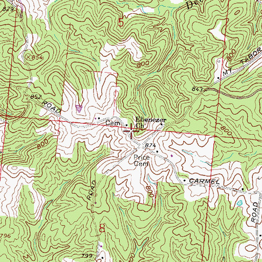 Topographic Map of Ebenezer Church, OH