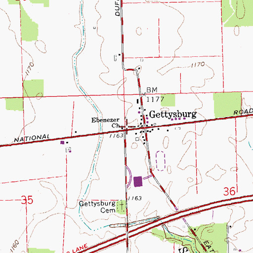 Topographic Map of Ebenezer Church, OH