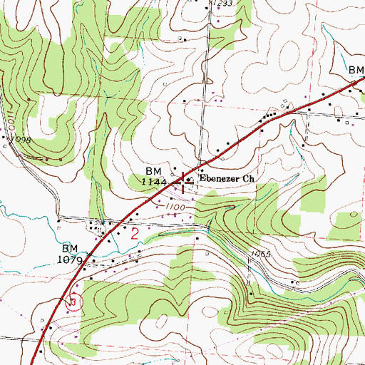 Topographic Map of Ebenezer Church, OH