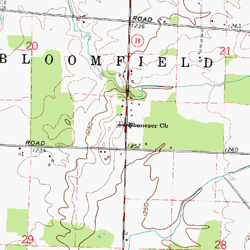 Topographic Map of Ebenezer Church, OH