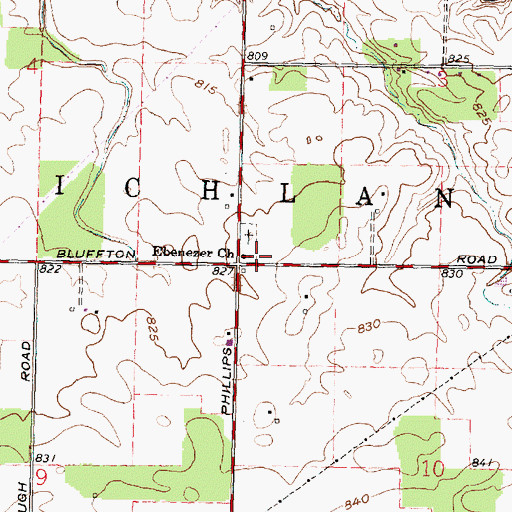 Topographic Map of Ebenezer Church, OH