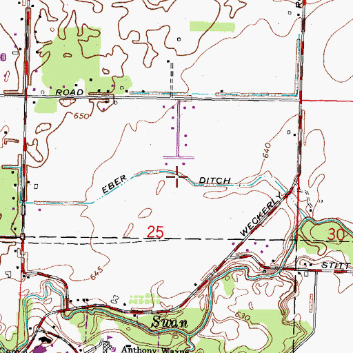 Topographic Map of Eber Ditch, OH