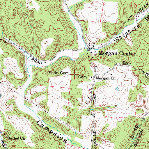 Topographic Map of Eblin Cemetery, OH