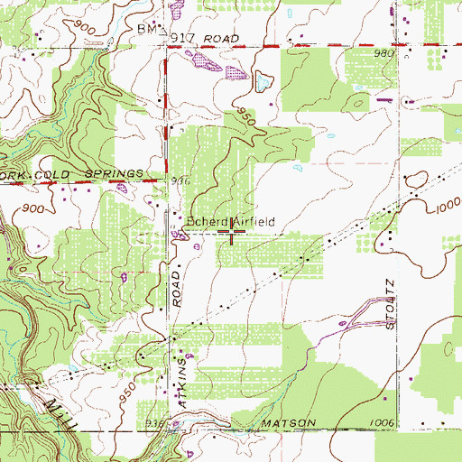 Topographic Map of Echerd Airfield (historical), OH