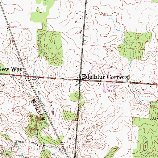 Topographic Map of Edelblut Corners, OH
