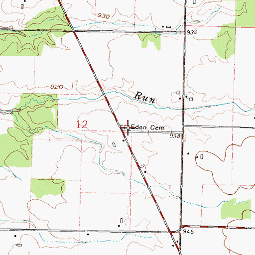 Topographic Map of Eden Cemetery, OH