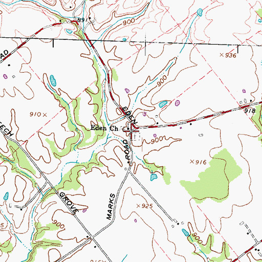 Topographic Map of Eden Church, OH