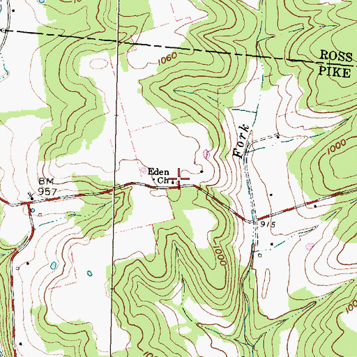 Topographic Map of Eden Church, OH
