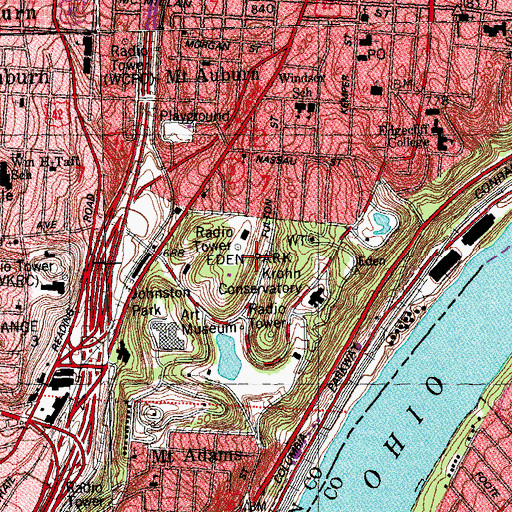 Topographic Map of Eden Park, OH