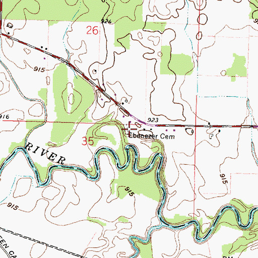 Topographic Map of Ebenezer Cemetery, OH