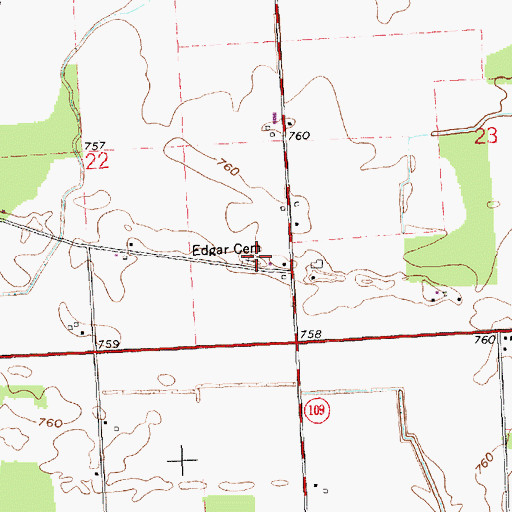 Topographic Map of Edgar Cemetery, OH