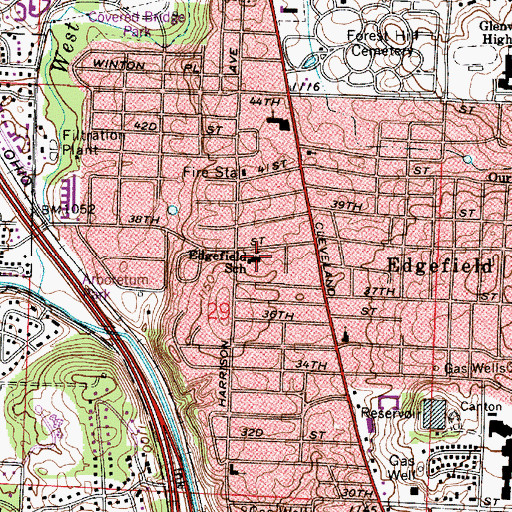 Topographic Map of Edgefield School, OH