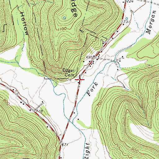 Topographic Map of Edger Cemetery, OH