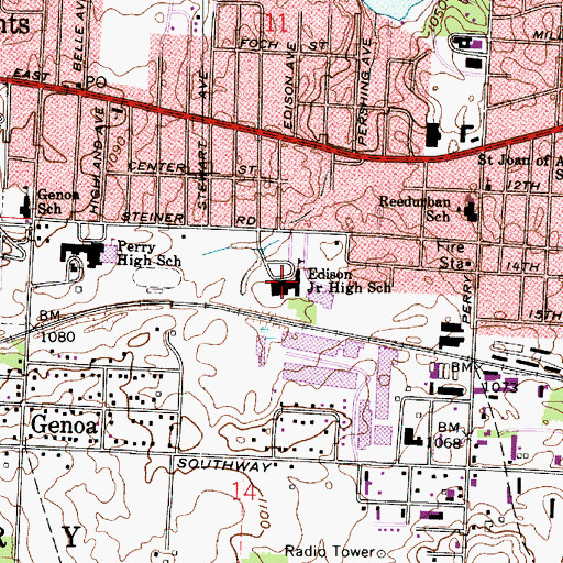 Topographic Map of Edison Junior High School, OH