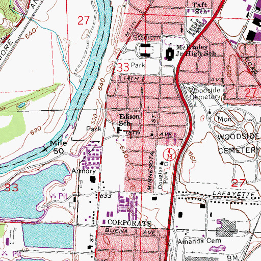 Topographic Map of Edison School, OH