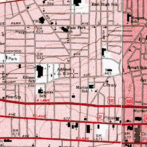 Topographic Map of Edison School, OH